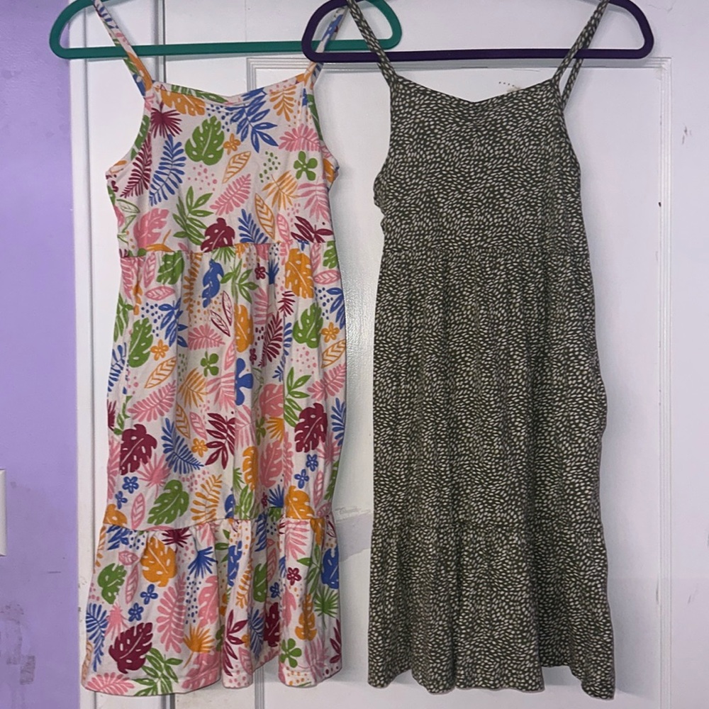 Casual green and White Spotted, multicolored leaf dresses